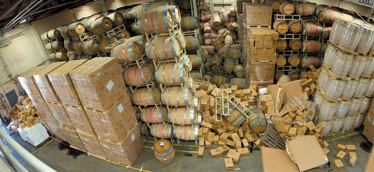 The Barrel Room at The Hess Collection After the 2014 South Napa Earthquake