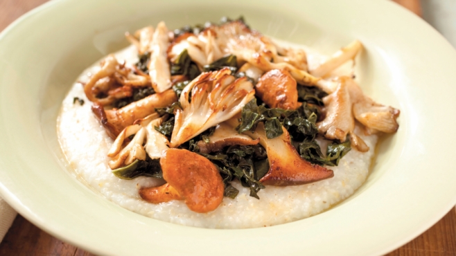 Creamy Grits with Collard Greens and Wild Mushrooms