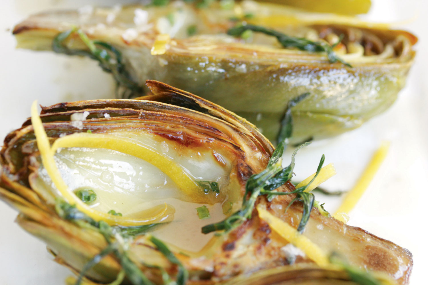Braised Artichokes with Preserved Meyer Lemon, Tarragon and Aioli