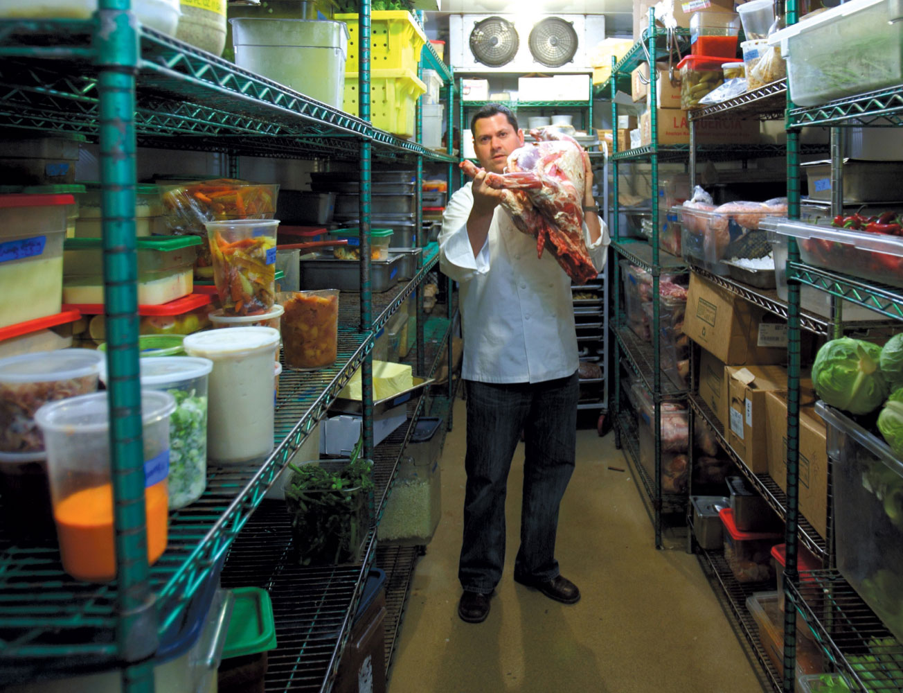 Stephen Barber, Executive Chef, Farmstead at Long Meadow Ranch, St. Helena, in his pantry